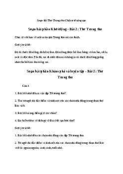 Soạn bài Thư Trung thu trang 85 | Tiếng việt lớp 2 | Chân trời sáng tạo