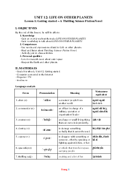 Giáo án Tiếng Anh 8 Global success unit 12 Life on other planets