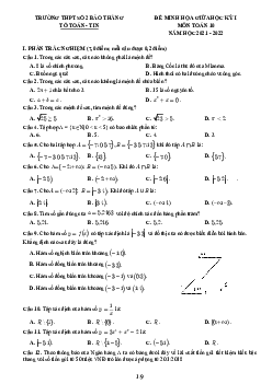 Đề minh họa giữa kỳ 1 Toán 10 năm 2021 – 2022 trường THPT Bảo Thắng 2 – Lào Cai