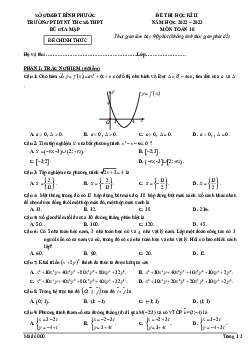 Đề thi học kì 2 Toán 10 năm 2022 – 2023 trường Bù Gia Mập – Bình Phước