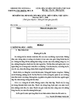 Đề thi học kì 2 môn Tiếng Việt lớp 4 trường Tiểu học Chiêng Hoa B, Sơn La năm 2017 - 2018