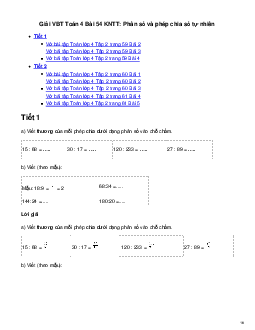 Vở bài tập Toán lớp 4 Bài 54: Phân số và phép chia số tự nhiên Kết nối tri thức