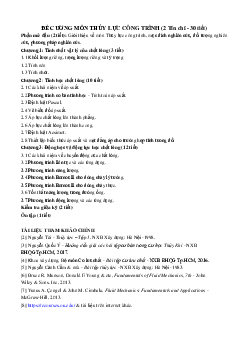 Đề cương môn "Thủy lực công trình"