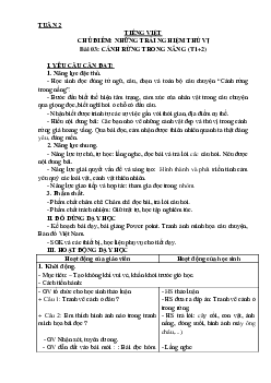 Bài 3: Cánh rừng trong nắng - Tiết 1+2 | Giáo án Tiếng việt 3 | Kết nối tri thức