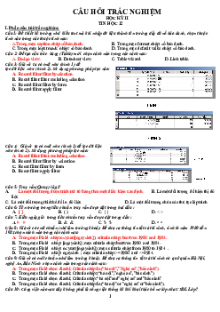 Câu trắc nghiệm có đáp án môn Tin học  12
