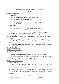 Bộ đề thi học kì 2 môn Toán lớp 10 - Có đáp án