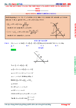 Giá trị lớn nhất và giá trị nhỏ nhất của biểu thức chứa môđun số phức Toán 12