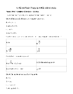 Đề thi học kì 1 môn Toán lớp 7 | Đề 2 | Kết nối tri thức