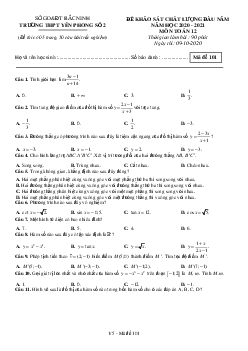Đề KSCL đầu năm Toán 12 năm 2020 – 2021 trường Yên Phong 2 – Bắc Ninh
