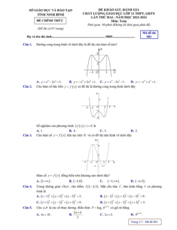 Đề khảo sát chất lượng Toán 12 lần 2 năm 2023 – 2024 sở GD&ĐT Ninh Bình