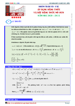 Áp dụng đẳng thức và bất đẳng thức mô đun tìm GTLN – GTNN của mô đun số phức Toán 12