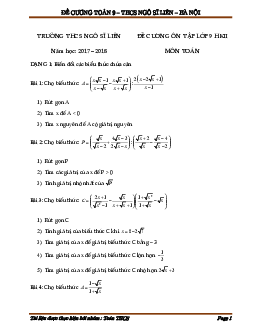 Đề cương Toán 9 HK2 năm học 2017 – 2018 trường THCS Ngô Sĩ Liên – Hà Nội