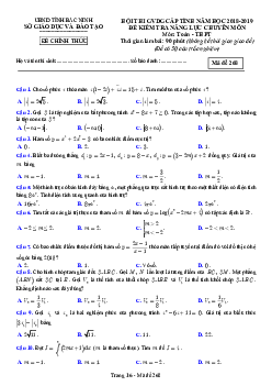 Đề thi GVDG cấp tỉnh năm học 2018 – 2019 môn Toán THPT sở GD và ĐT Bắc Ninh