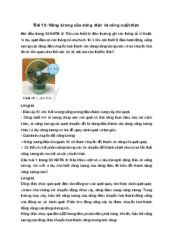 Giải Khoa học tự nhiên 9 Cánh diều Bài 10: Năng lượng của dòng điện và công suất điện