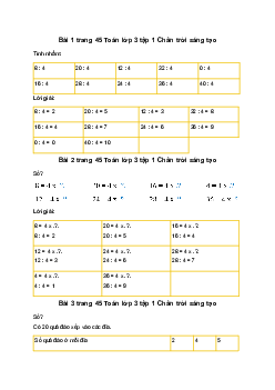 Toán lớp 3 trang 45 Bảng chia 4 Chân trời sáng tạo