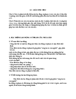 Câu hỏi lý thuyết môn Giáo dục học có gợi ý trả lời