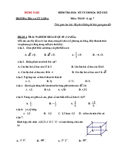Đề đề nghị cuối kỳ 1 Toán 7 năm 2022 – 2023 trường THCS Cửu Long – TP HCM