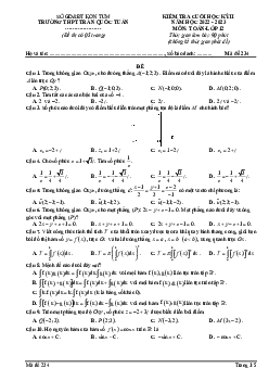 Đề cuối kỳ 2 Toán 12 năm 2022 – 2023 trường THPT Trần Quốc Tuấn – Kon Tum