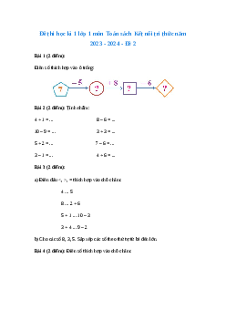Đề thi học kì 1 lớp 1 môn Toán Kết nối tri thức năm 2023-2024 - Đề 2
