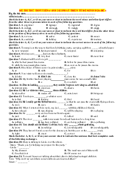 Đề ôn thi tốt nghiệp 2023 Tiếng Anh bám sát minh họa có lời giải chi tiết-Đề 6
