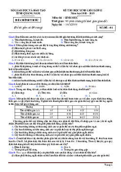 Đề thi học sinh giỏi lớp 12 THPT cấp tỉnh năm học 2018-2019 môn sinh học sở GD Quảng Nam (đề 401, có đáp án)