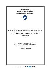 Tiểu luận Phân tích chiến lược sản phẩm của công ty TNHH Nature Story _ Mỹ phẩm Cocoon | Đại học Tài Chính - Marketing