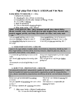 Ngữ pháp Unit 4: ASEAN and Viet Nam | Tiếng anh 11 Global Success