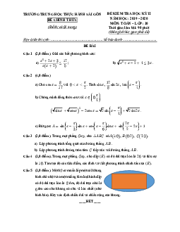 Đề thi học kì 2 Toán 10 năm 2019 – 2020 trường TH Thực hành Sài Gòn – TP HCM
