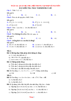 Bài tập toán 6 bộ kết nối tuần 14 quan hệ chia hết trong tập hợp số nguyên