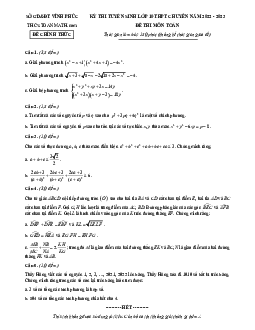 Đề tuyển sinh lớp 10 chuyên môn Toán năm 2022 – 2023 sở GD&ĐT Vĩnh Phúc