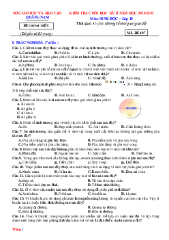 Đề thi HK2 Sinh 10 Sở GD Quảng Nam 2020-2021 (có đáp án)