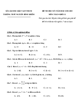 Đề thi HKI Toán 12 năm 2019 – 2020 trường Nguyễn Bỉnh Khiêm – TP HCM