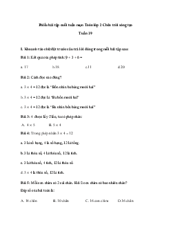 Bài tập cuối tuần Toán lớp 2| Chân trời sáng tạo Tuần 19