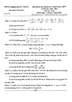Đề chọn HSG Toán 9 năm 2022 – 2023 phòng GD&ĐT Quảng Trạch – Quảng Bình