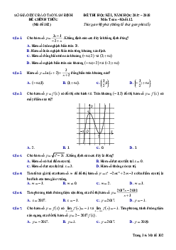 Đề thi HK1 Toán 12 năm học 2017 – 2018 sở GD và ĐT Nam Định