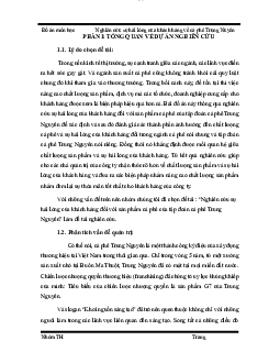 Khảo sát sự hài lòng của khách hàng đối với chất lượng dịch vụ của quán điểm cà phê trung nguyên