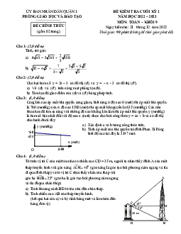 Đề kiểm tra cuối kỳ 1 Toán 9 năm 2022 – 2023 phòng GD&ĐT Quận 1 – TP HCM