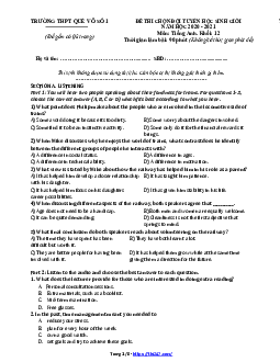 Đề Học Sinh Giỏi Tiếng Anh 12 Năm 2020 – 2021 Trường Quế Võ 1 – Bắc Ninh