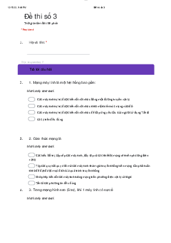 Bài tập trắc nghiệm (quiz) số 03 môn Mạng máy tính | Học viện Công nghệ Bưu chính Viễn thông