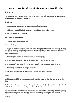 Toán 8 Hoạt động 3: Thiết lập kế hoạch cho một mục tiêu tiết kiệm - Chân trời sáng tạo