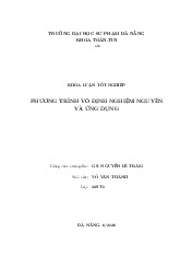 Khóa luận tốt nghiệp: Phương trình vô định nghiệm nguyên và ứng dụng | Trường Đại học Sư phạm, Đại học Đà Nẵng