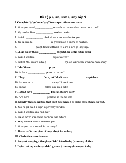 Bài tập a, an, some, any lớp 9