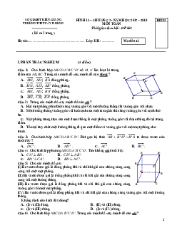 Đề kiểm tra Hình học 11 chương 3 năm 2017 – 2018 trường THPT Cây Dương – Kiên Giang