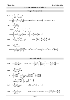 21 bài tập Tích phân hàm số hữu tỉ có lời giải – Trần Sĩ Tùng Toán 12
