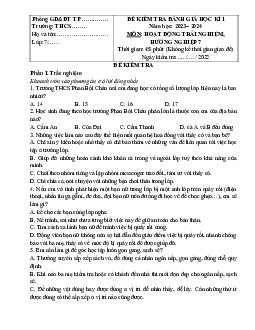Đề thi học kì 1 môn Hoạt động trải nghiệm hướng nghiệp 7 năm 2023 - 2024 sách Cánh diều - Đề 3