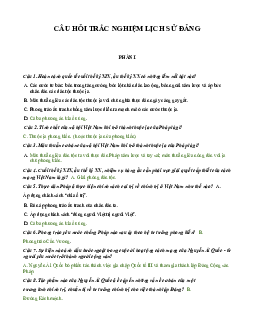 Câu hỏi trắc nghiệm Lịch sử Đảng ( có đáp án )