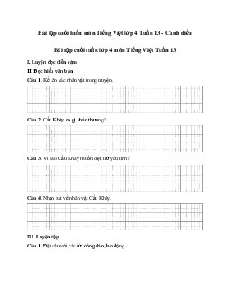 Giải Bài tập cuối tuần lớp 4 môn Tiếng Việt Cánh diều - Tuần 13