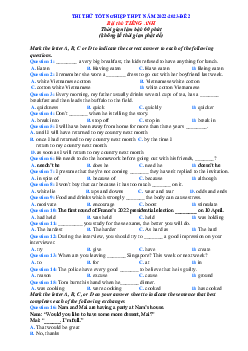 Đề thi thử TN 2023 môn Tiếng Anh có đáp án-Đề 2