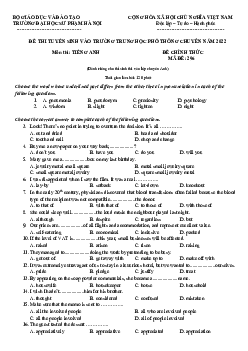 Đề thi môn Tiếng Anh (Chuyên) vào THPT Chuyên Đại học sư phạm Hà Nội (ĐHSP) năm học 2022-2023