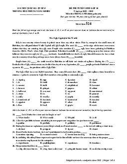 Đề thi tuyển lớp 10 năm học 2012 -2013 môn thi Tiếng Anh trường trung học phổ thông Năng Khiếu